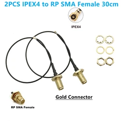 2PCS IPEX4 to RP SMA Female MHF4 Pigtail Cable Coaxial Extension Cable for 4G 5G NGFF M.2 Wifi Card Wireless Module 30CM