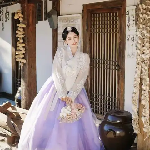 High-end Hanbok Women's Traditional Korean Clothing Court Style Wedding Bride Dress Set Vintage Yanji Travel Outfits Female COS