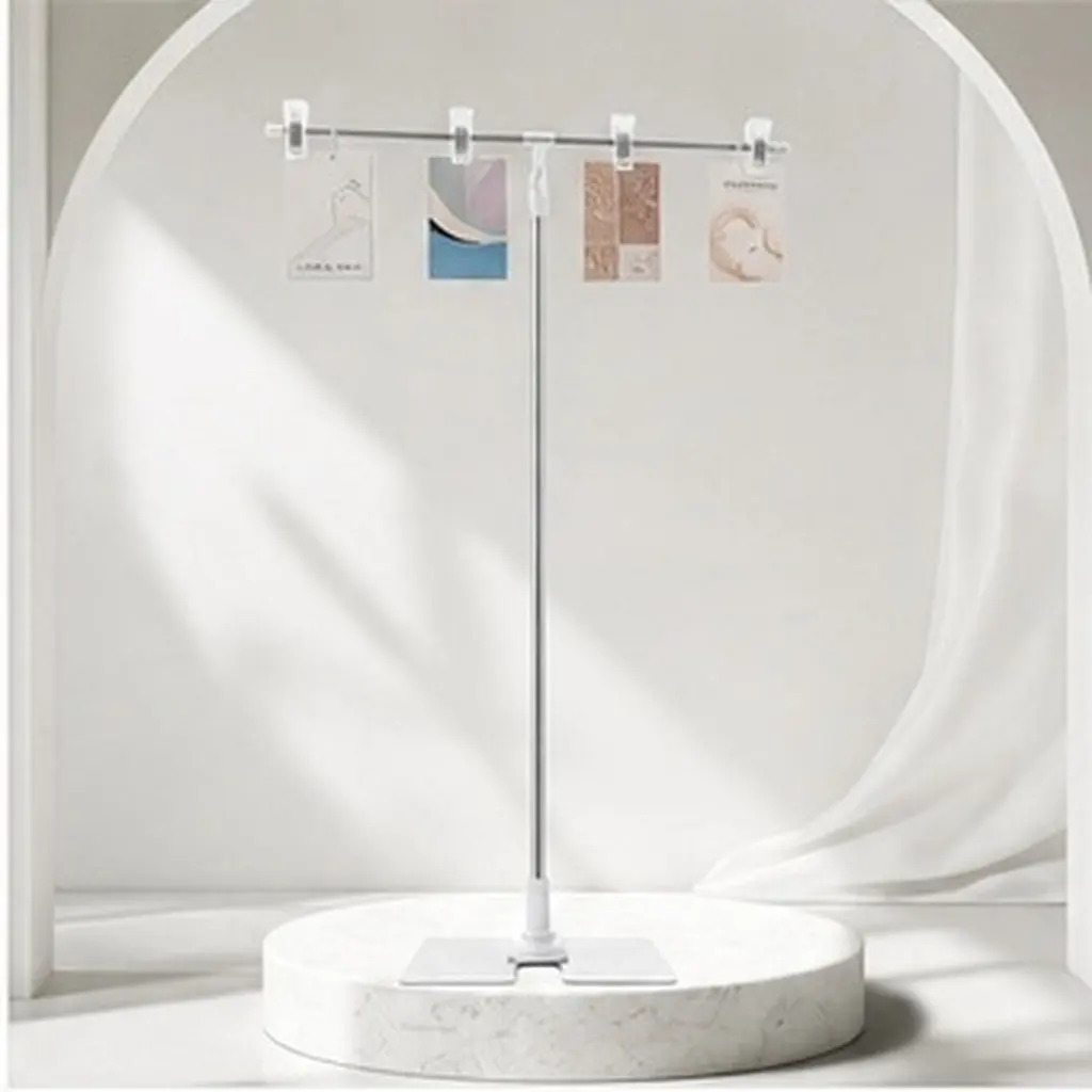T-Shaped Adjustable Stainless Steel Poster Stand Height Adjustable for Retail Advertising Display Table Sign Holder