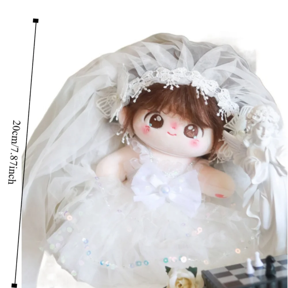 Wedding Dress 20cm Cotton Doll Clothes White Gauze Skirt Collection Cotton Doll Outfit Dress Mini Cute 20cm Doll Flower Dress