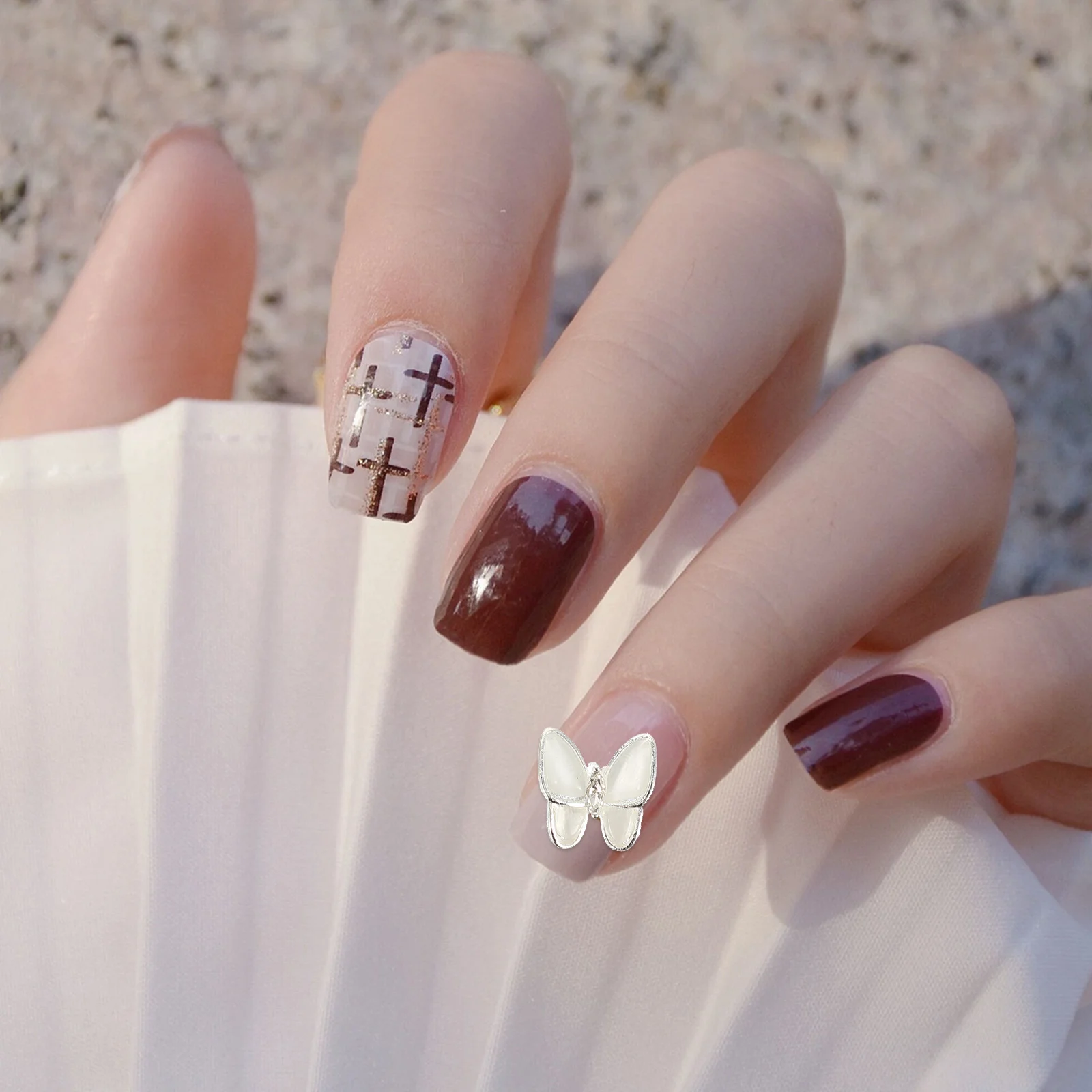 

1set Art Chain Pendants Opal Charms Zircon Nail Decor For Diy Manicure Studs Nail Decoration Party Graduation Night Out