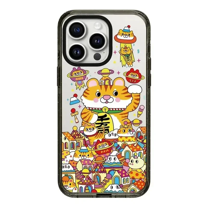 Lucky Cat Tiger 2,0 funda de teléfono acrílica para IPhone 11 12 13 14 15 16 Pro Max funda para IPhone 16 Pro Max