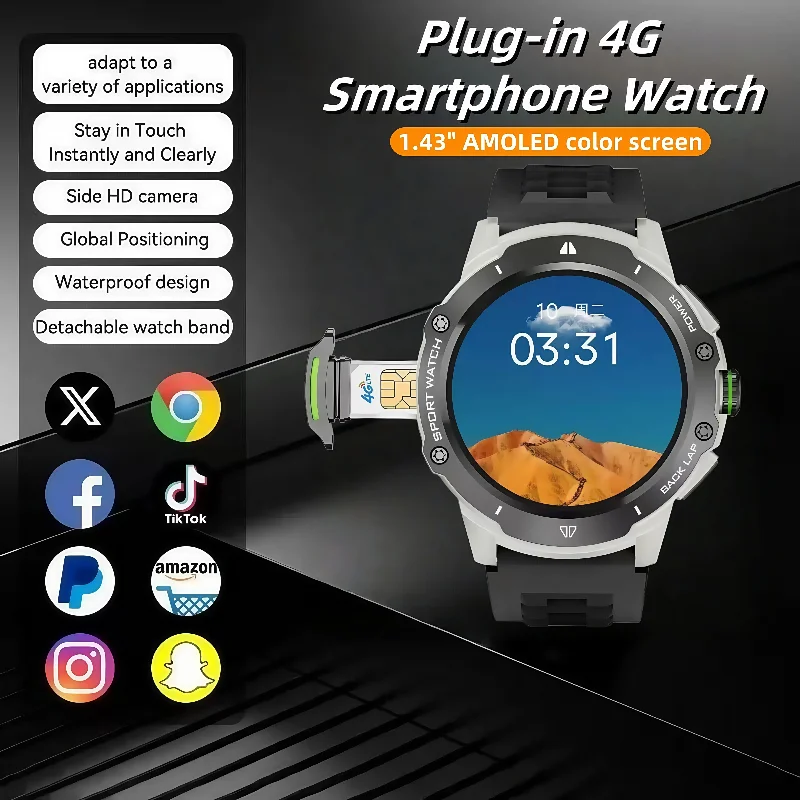 

Полная сеть 4G Android SmartWatch G15 Pro, WIFI-камера, 1,43 дюйма, GPS, сердечный ритм, мониторинг здоровья, память 8 ГБ + 128 ГБ