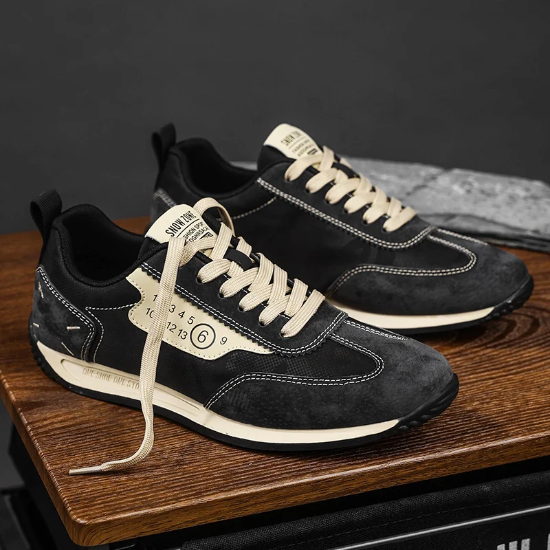 Outdoor Light Activity Men Sports Shoes Plain Minimal Design Breathable Fabric Lining Casual Low Top Sneakers for Daily Walks