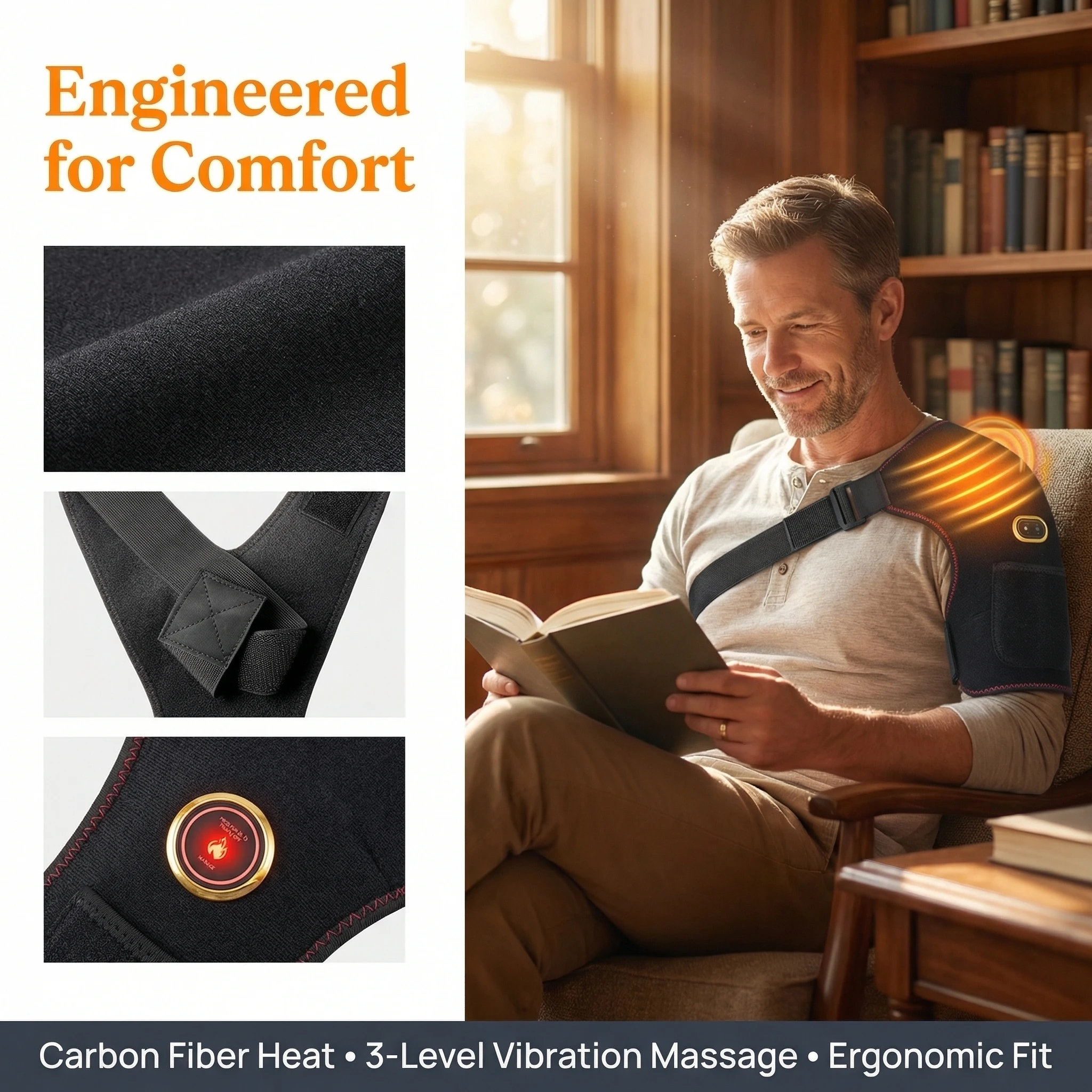 Electric Shoulder Massager Heating Vibration Massage Belt Shoulder Brace Wrap Pad Rechargeable