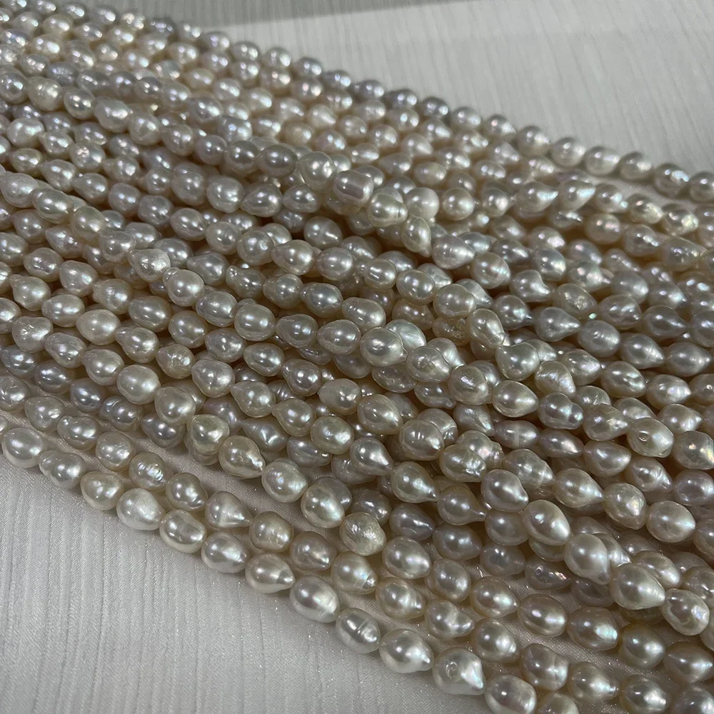 7-8mm 4A Natural Freshwater Pearl White Teardrop High Quality Isolated Bead Women Jewelry Make DIY Necklace Bracelet Accessories 3