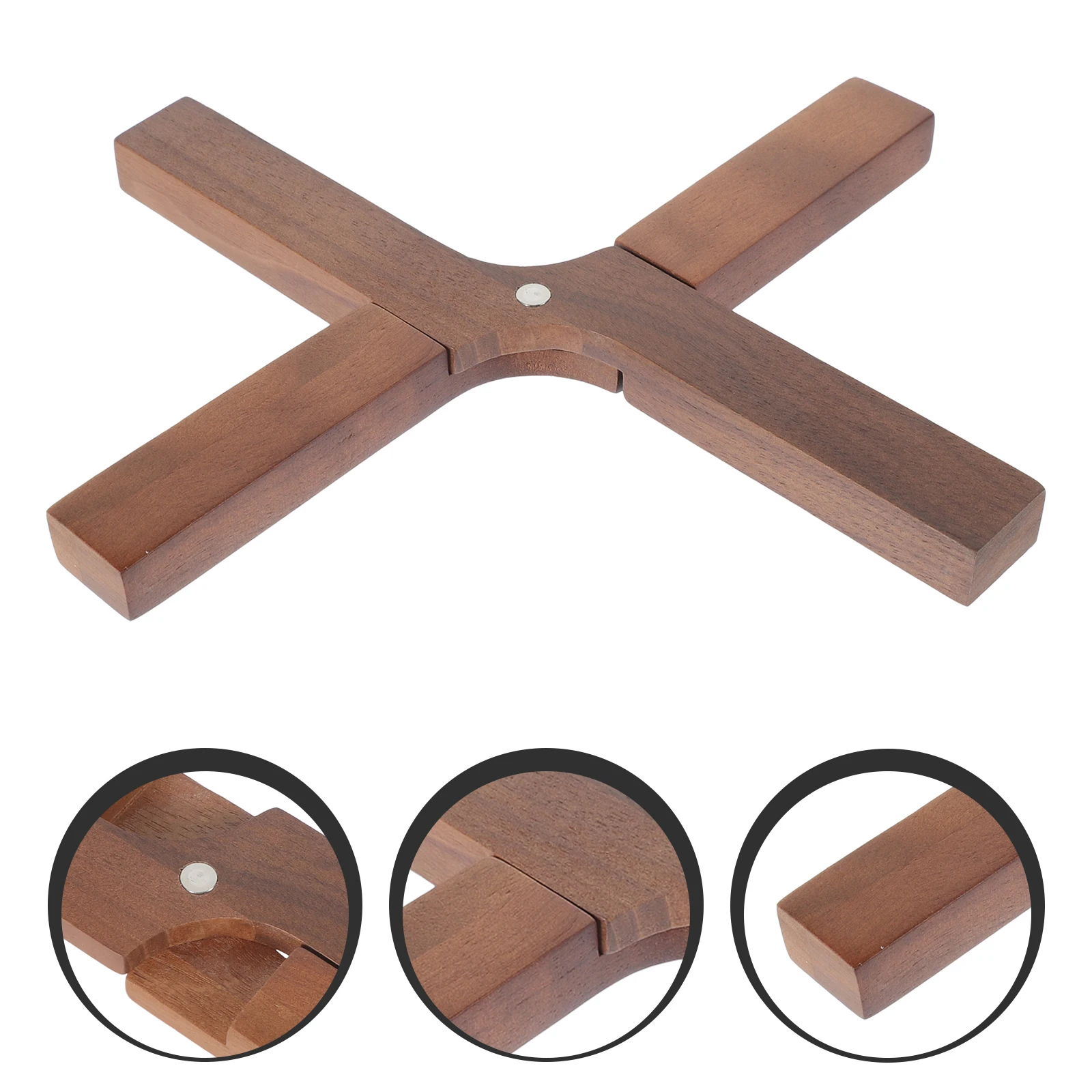 

Foldable Walnut Wood Pot Holder Multifunctional Heat Resistant Bowl Mat Kitchen Light Brown Decorative