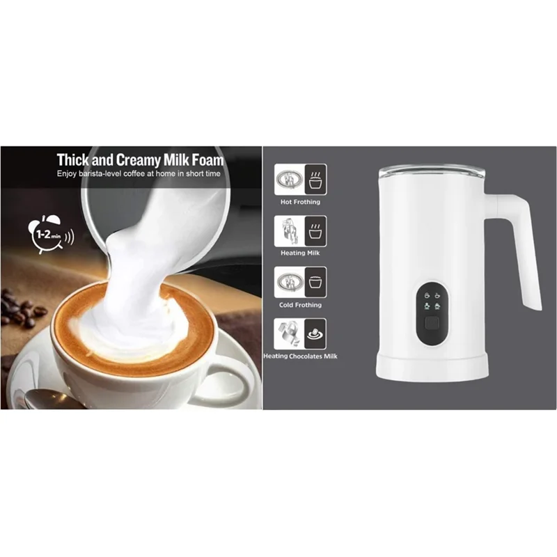 

-A14E Milk Frother Smart Touch Control Milk Warmer With 4 Temperature Settings 350ML Capacity, Dishwasher Safe