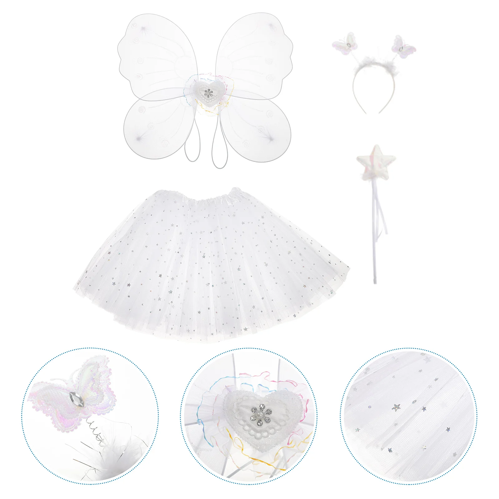 

1 Set Fairy Skirt Girls Party Costume Skin-Friendly Gauze Short Dress For Birthday Festival Performance Cosplay Dress-Up Dance
