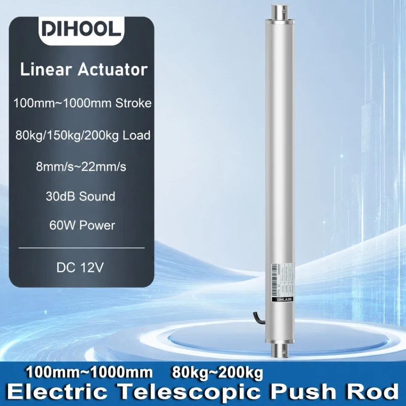 Electric Pen Type Linear Actuator 22mm/S for windows/car/boat 2000N 35MM² DC12V 100MM~1000MM Stroke 80kg/150kg/200kg load
