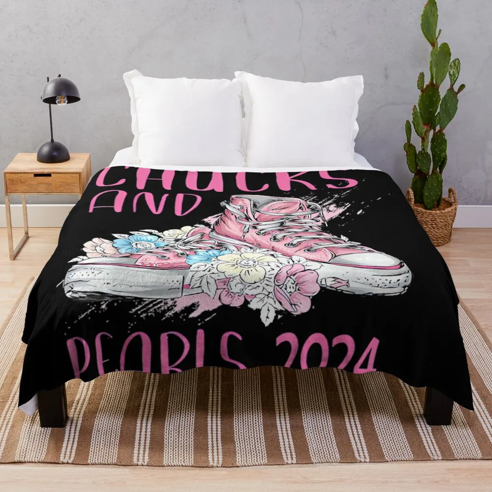 

Chucks And Pearls 2024 Cute Women Gifts Throw Blanket Hairys Thermals For Travel Flannels Blankets