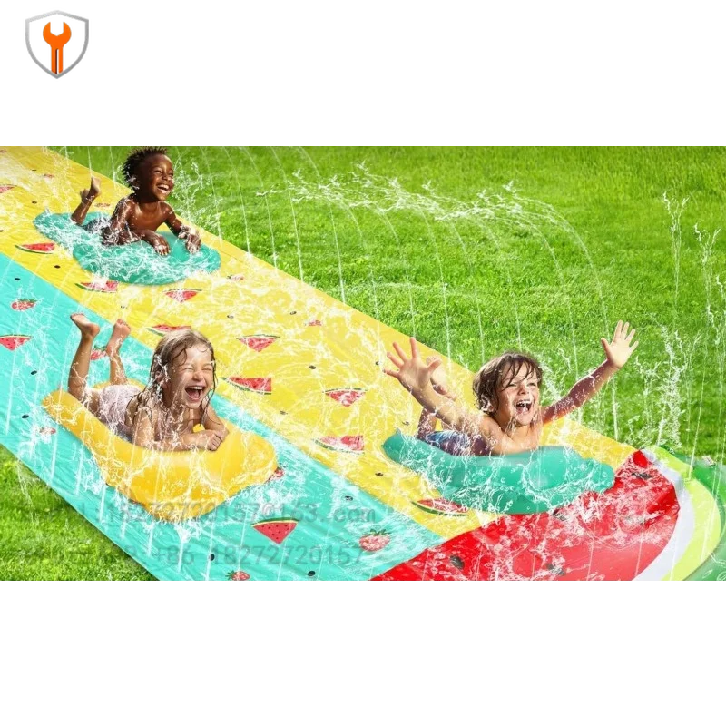 PVC inflatable watermelon slide, summer outdoor lawn sprinkler 2 water skis