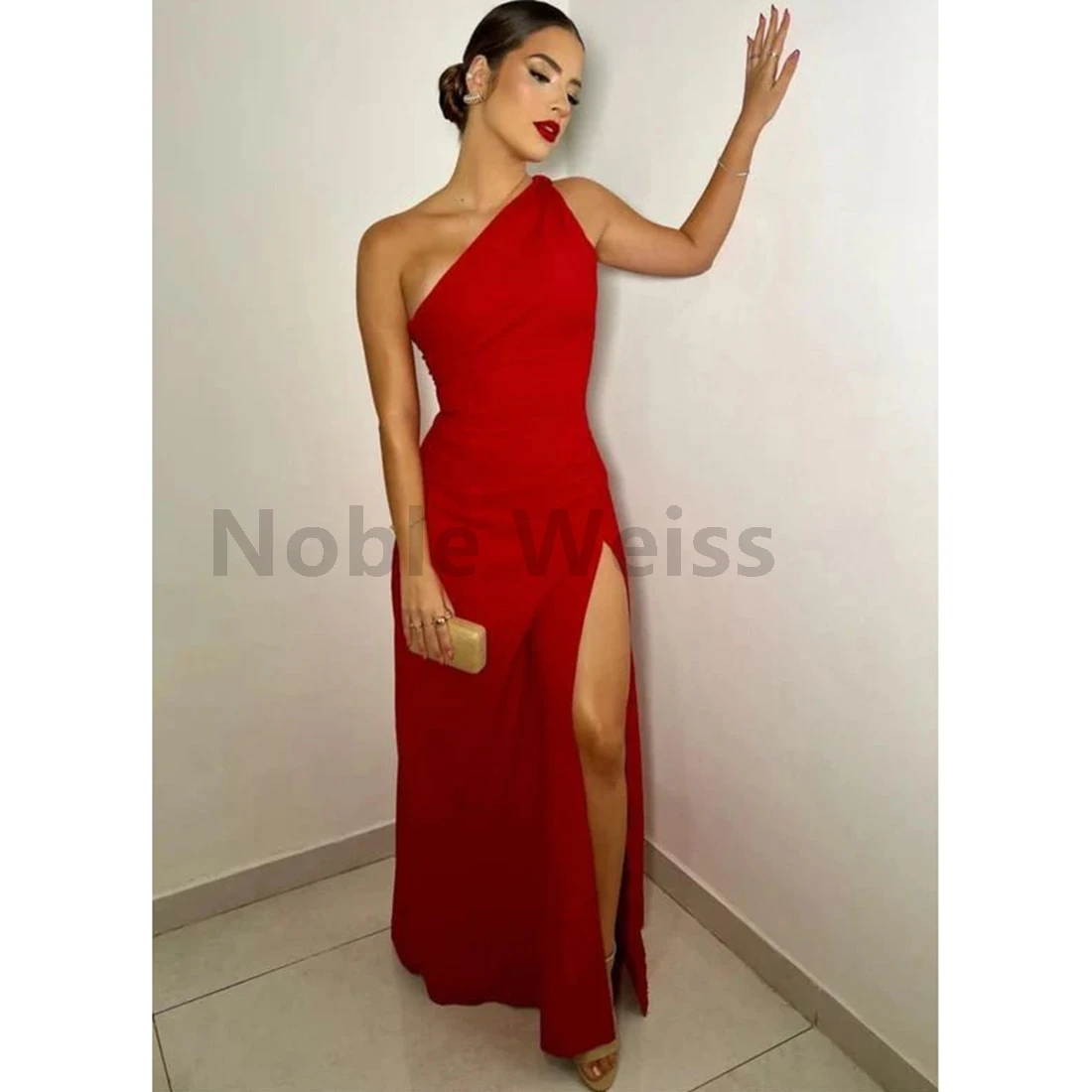 

Шифоновое платье для выпускного вечера на одно плечо длиной до пола, вечернее платье трапециевидной формы на заказ