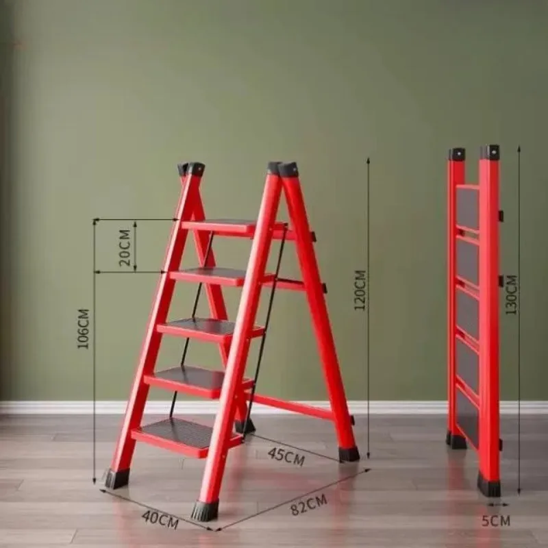 Portable 5 Step Folding Step Ladder Heavy Duty Household A Frame Ladder Anti Slip Wide Pedal Indoor Outdoor Stair Tool