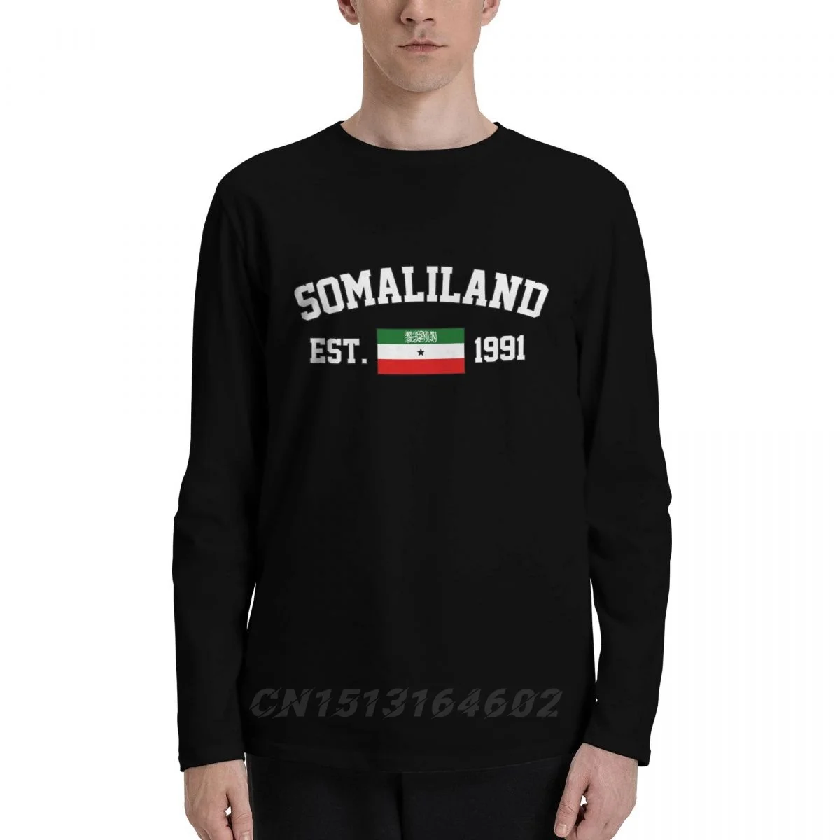 100% Cotton SOMALILAND Flag With EST. Year Long Sleeve Autumn T shirts Men Women Unisex Clothing LS T-Shirt Tops Tees