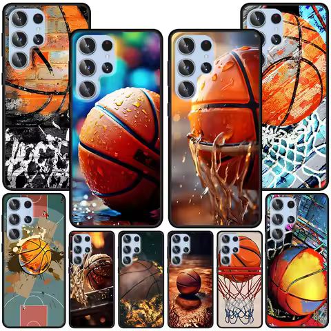 Basketball Basket Sports Case for Samsung Galaxy S23 S21 S20 FE S24 S22 Ultra S10 S10e S9 Plus Soft Black TPU Phone Cover Bumper