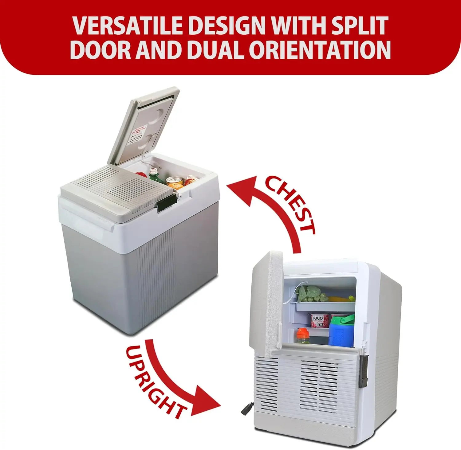 مبرد كهربائي محمول 12 فولت، ثلاجة كهربائية حرارية 33 كيو تي للسيارة والتخييم والسفر – رمادي/أبيض #6