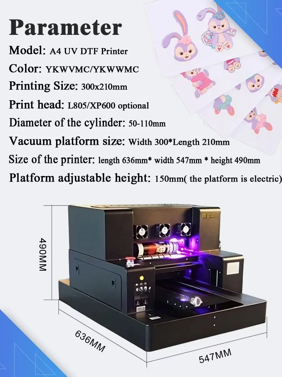 A4 Multi Application for ID Card Bottle Golf  Cylinder Bottle Paper Bag  Flatbed LED UV Printer for Mobile Phone Case Wood Glass