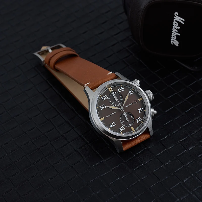 Baltany S6070 Solar Men Military Chronograph Watch With Calendar Screw Down Crown Luminous Dial Waterproof 100M Vintage Outdoor