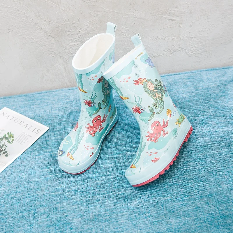 Spring Children Rain Boots Autumn Winter Warm Baby Boots Boys Girls Shoes PVC Soft Waterproof Cartoon Kids Ankle Boots SYC002