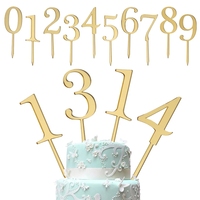 0~9 Numbers Acrylic Cake Topper Gold Mirror Birthday Cupcake Topper for Kids Birthday Wedding Anniversary Party Cake Decorations