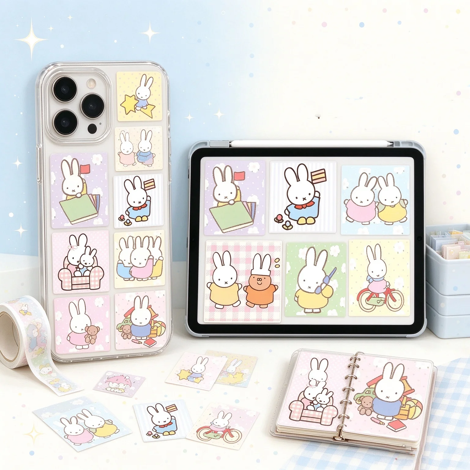 New 1500 Roll Sticker Featuring Miffy The Rabbit Cute Black-skinned Cartoon Like Sticker of Miffy's Good Friend for DIY