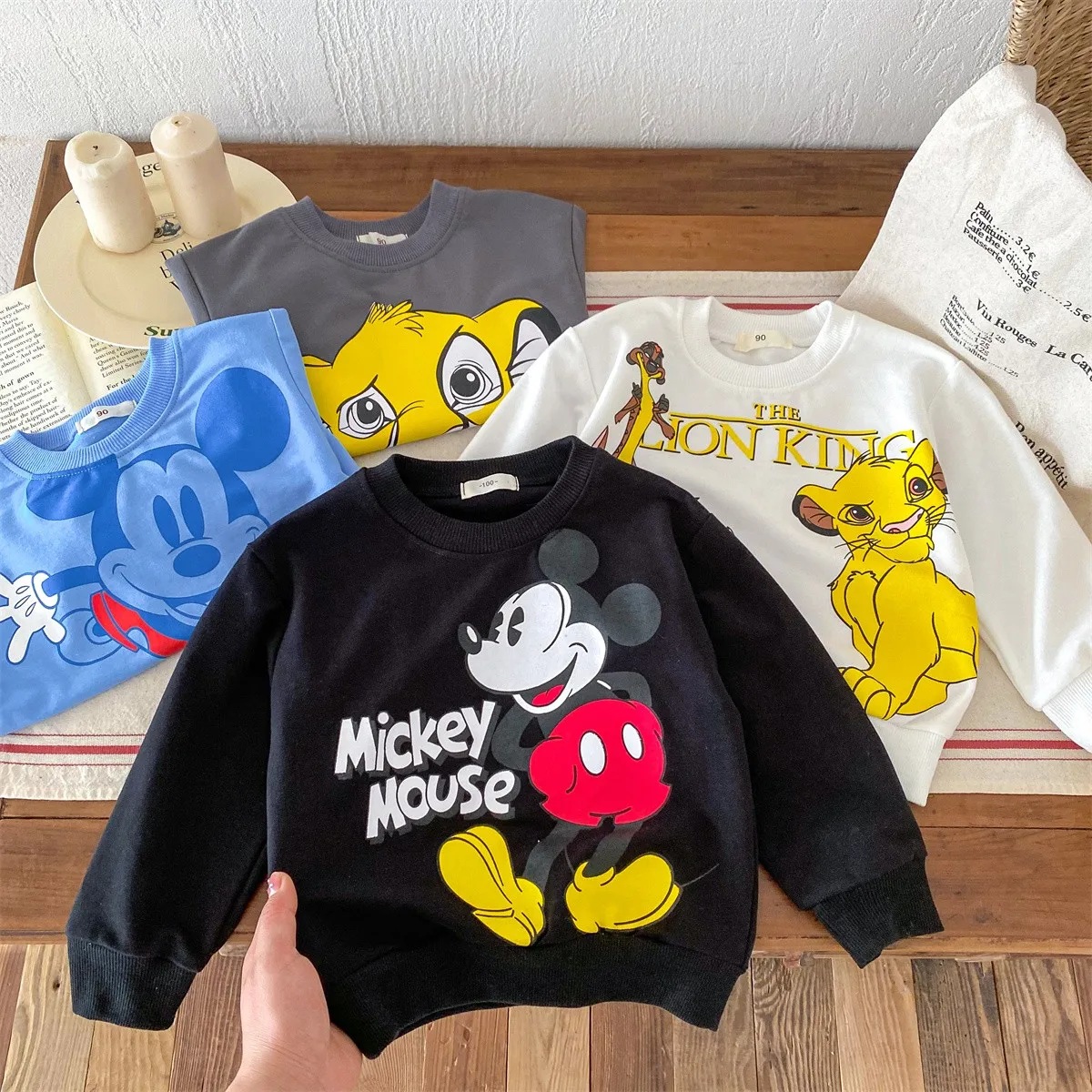 Mickey Pattern Children\'s Clothes Long Sleeve Tops Sweatshirt Baby Costume Spring Fall Clothing Loose Fashion Cartoon Hoodie