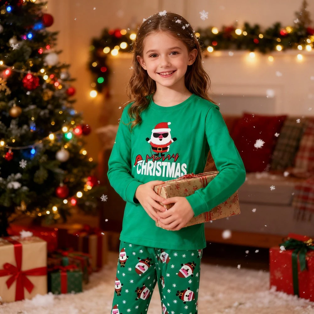 100 Cotton Christmas Kids Pyjamas Children's Christmas Pajamas Sets Boys Santa Claus Sleepwear Xmas Toddler Baby Girls Pijamas