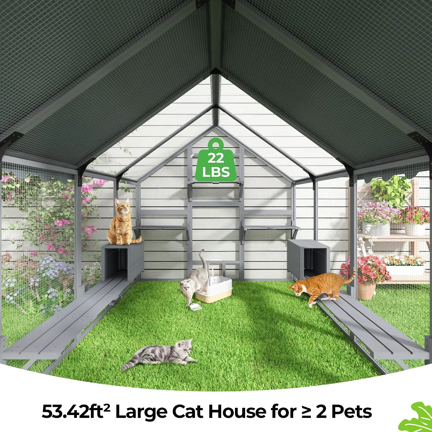 Large Wooden Outdoor Cat Enclosure 110