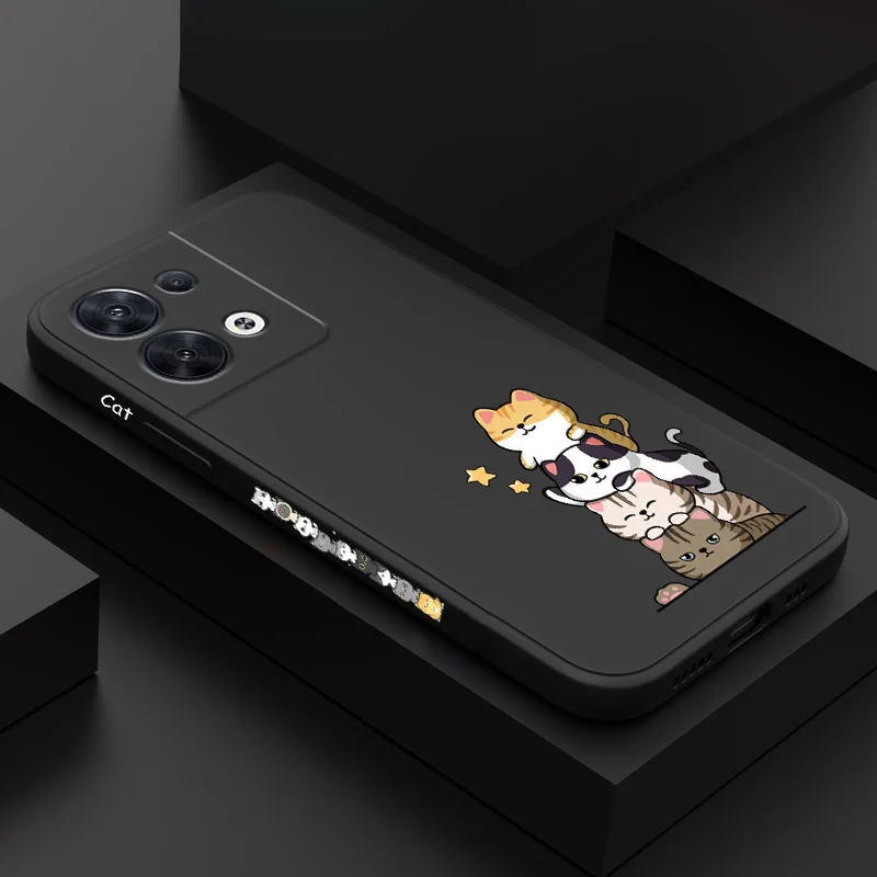 

Stacked Cats Phone Case For OPPO Reno 8 8T 8Z 7 7Z 6 5 F19 F9 Pro 4G 5G Liquid Silicone Cover