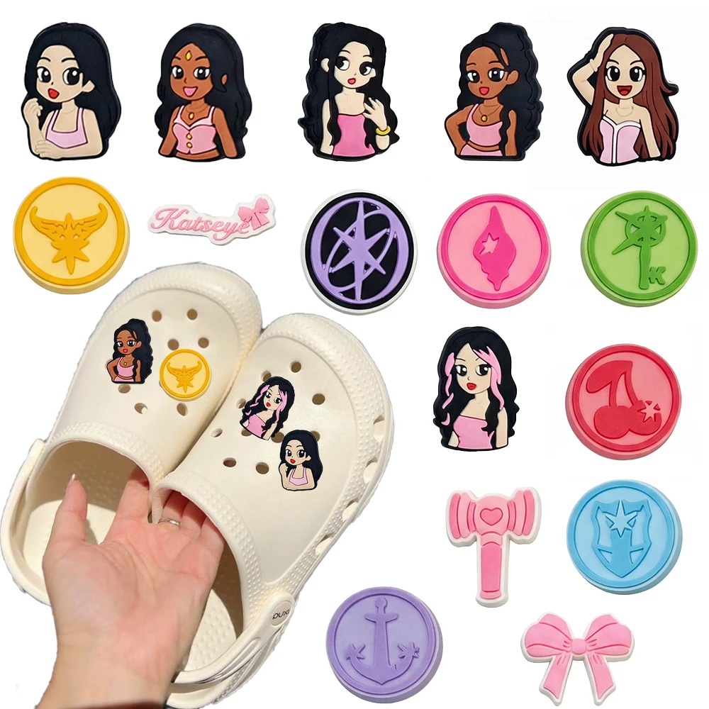 16-100pcs Cartoon Katseye Musical Theme Series PVC Shoe Charms Accessories DIY Detachable Waterproof PVC Shoe Decorations Gifts