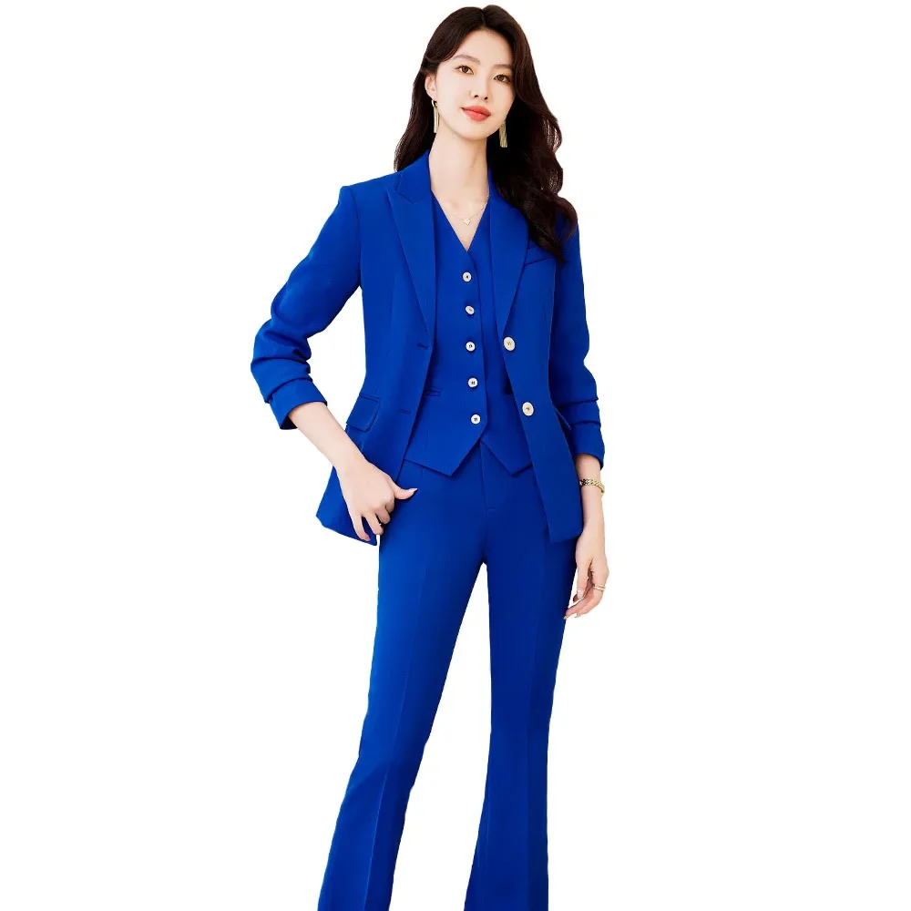 Pop High Quality Fabric Formal Women Business Suits Female Pantsuits Autumn Winter Professional OL Styles Ladies Work Wear Blaze