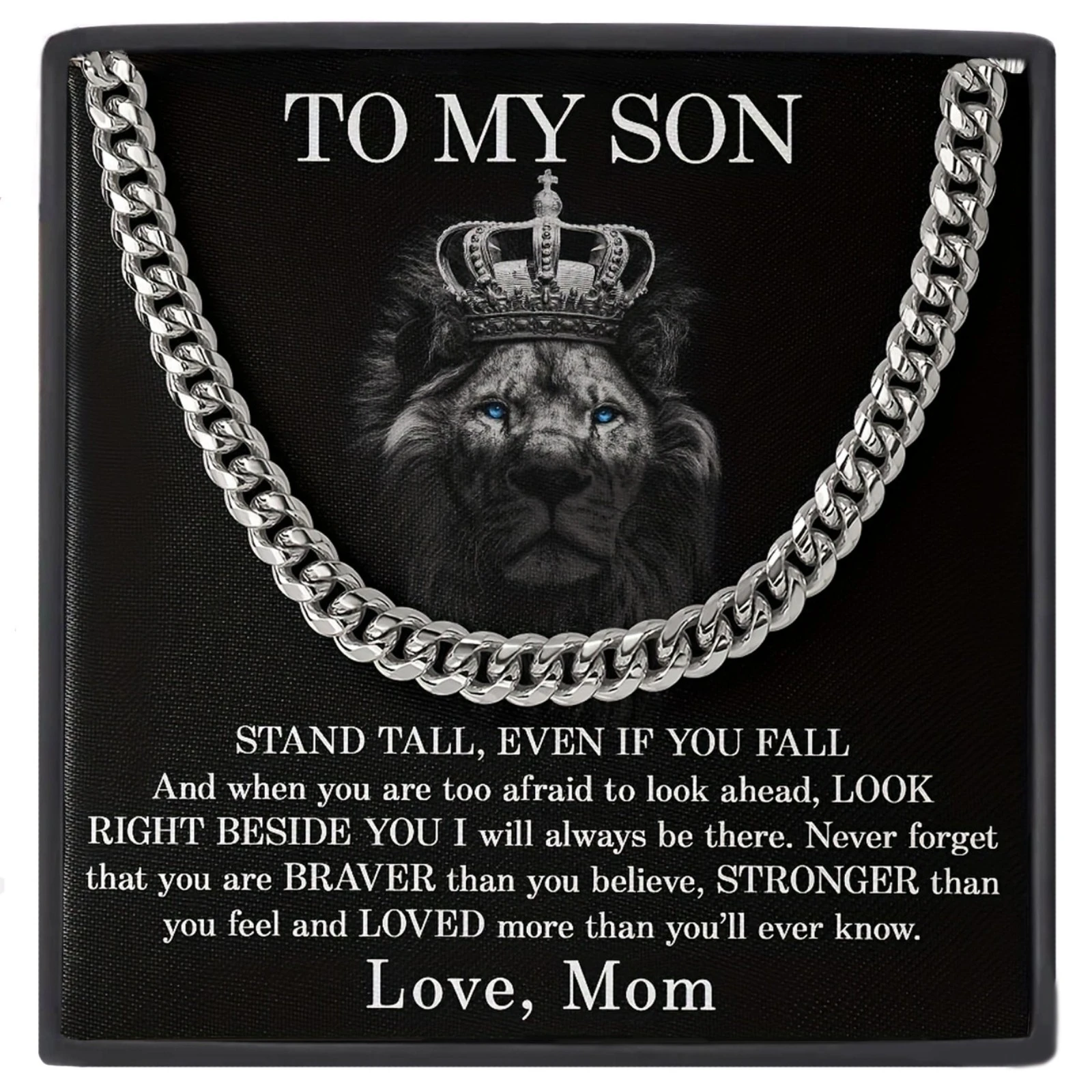 Cuban Chain Necklace for My Son - a Gift from Mom, Suitable for Birthdays, Graduations, Or Christmas, Perfect for Boys And Men
