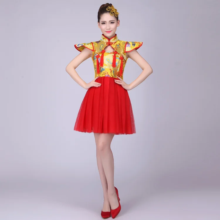 Ladies Chinese style Yangko dance drum costume female modern dance costume national classical dance folk music costume