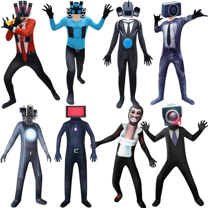 2025 New Halloween Skibidi Toilet Cosplay Costume Funny Speaker Tv Man Camcorde rman Costumes Horror Game Figure Clot RER RQR78