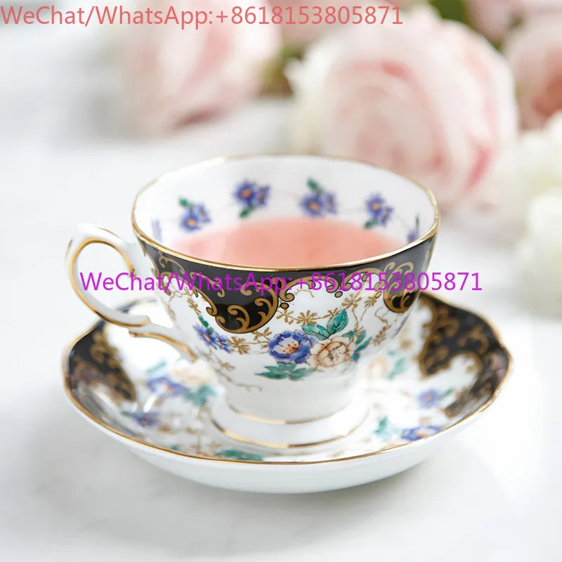 Bone china coffee cups and saucers century-old series retro court style