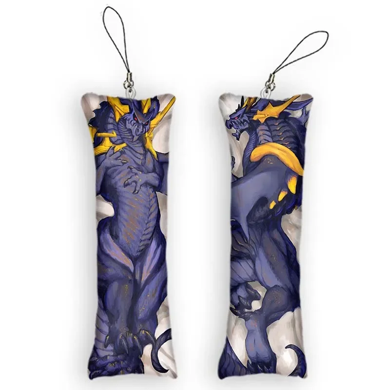 Furry Mini Dakimakura Keychain Cute Anime Bahamut FFXIV Key Chain Small Pillow 2 Side Pendant Otaku Backpack Pendant Funny Decor