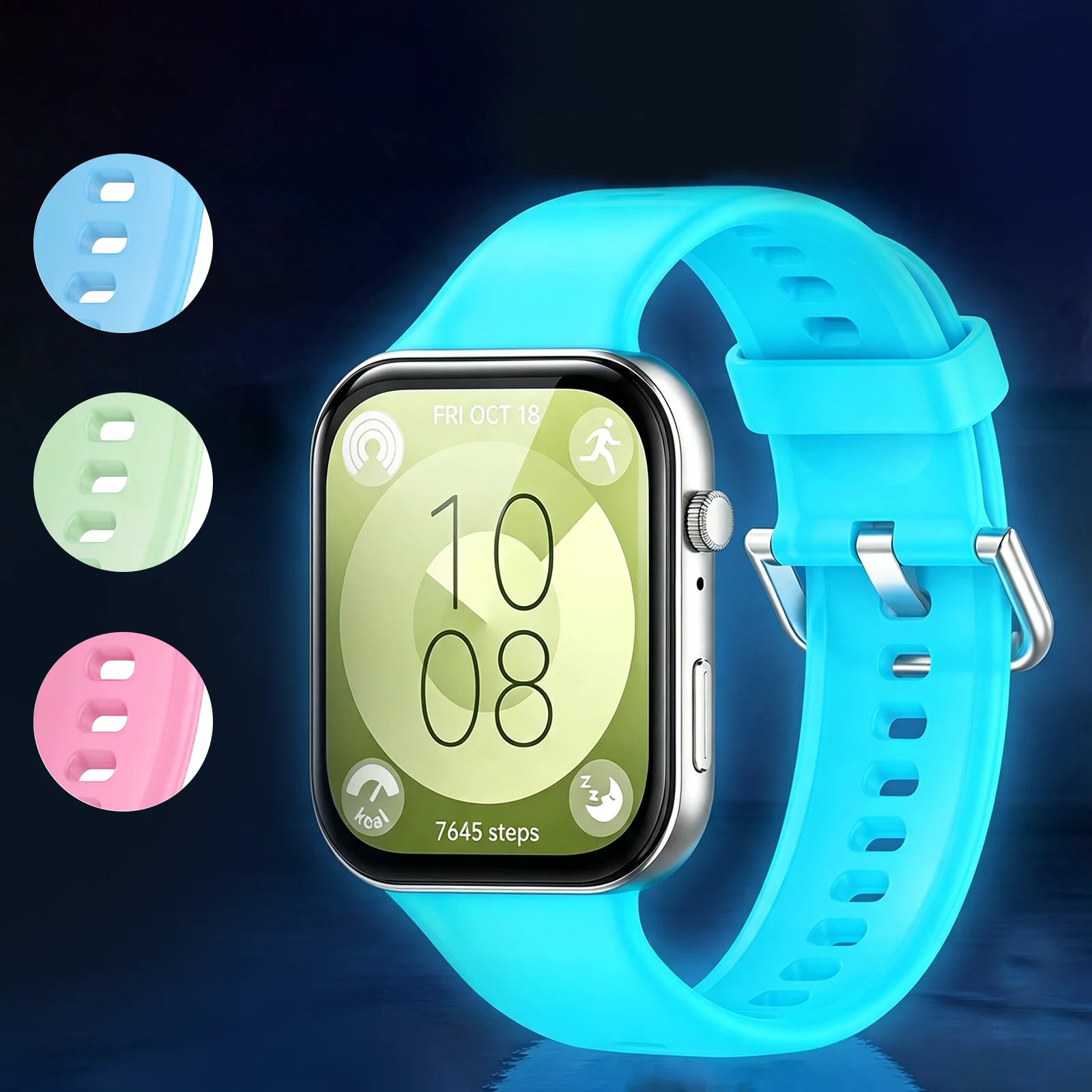 Luminous Silicone Strap For Huawei Watch Fit5/5Pro/4/4Pro/3 Wristband Sport Bracelet Wrist Band For Huawei Fit3 Belt Accessorieo