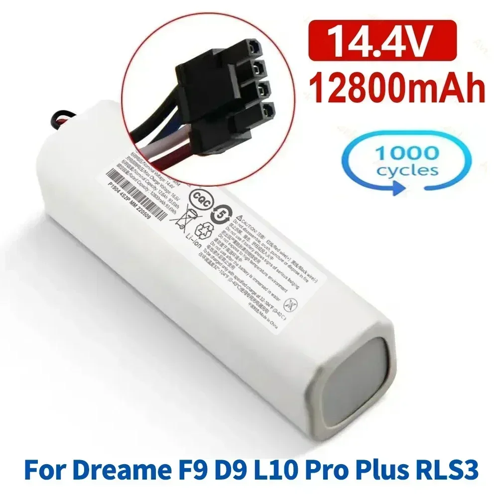 100% Original Battery for Dreame Robot Vacuum Mop Cleaner D9 F9 L10 L10 Pro 12800mAh Lithium-ion Battery Pack 4INR19/66-2