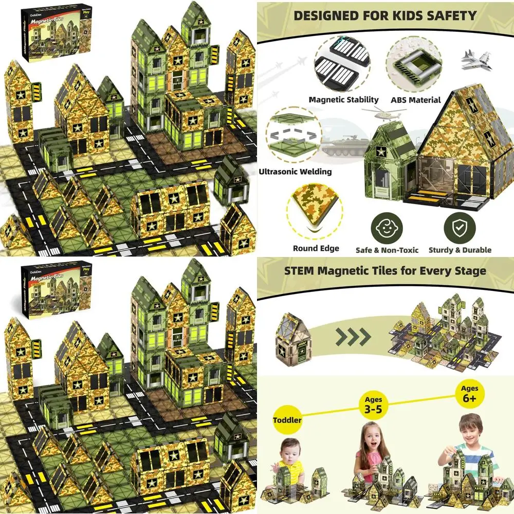 100 bloques militares magnéticos para niños: juguetes de aprendizaje STEM para niños pequeños, regalos educativos durante más de 3 años, ideales para niños y niñas