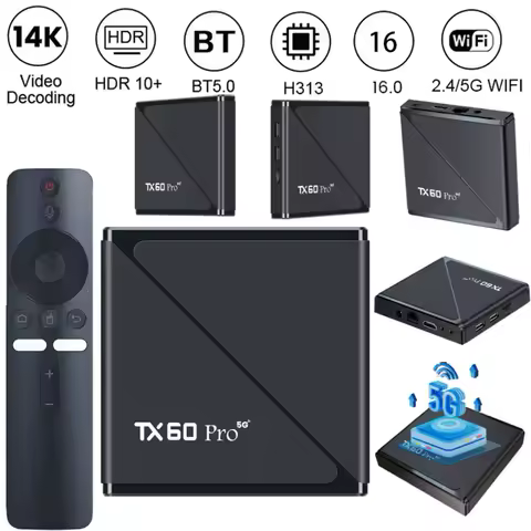 TX60 PRO Android 16 Smart TV Box Dual WiFi6 Media Player Set Top Box 4K HD Media Player Set Top Box Allwinner H313 Quad Core