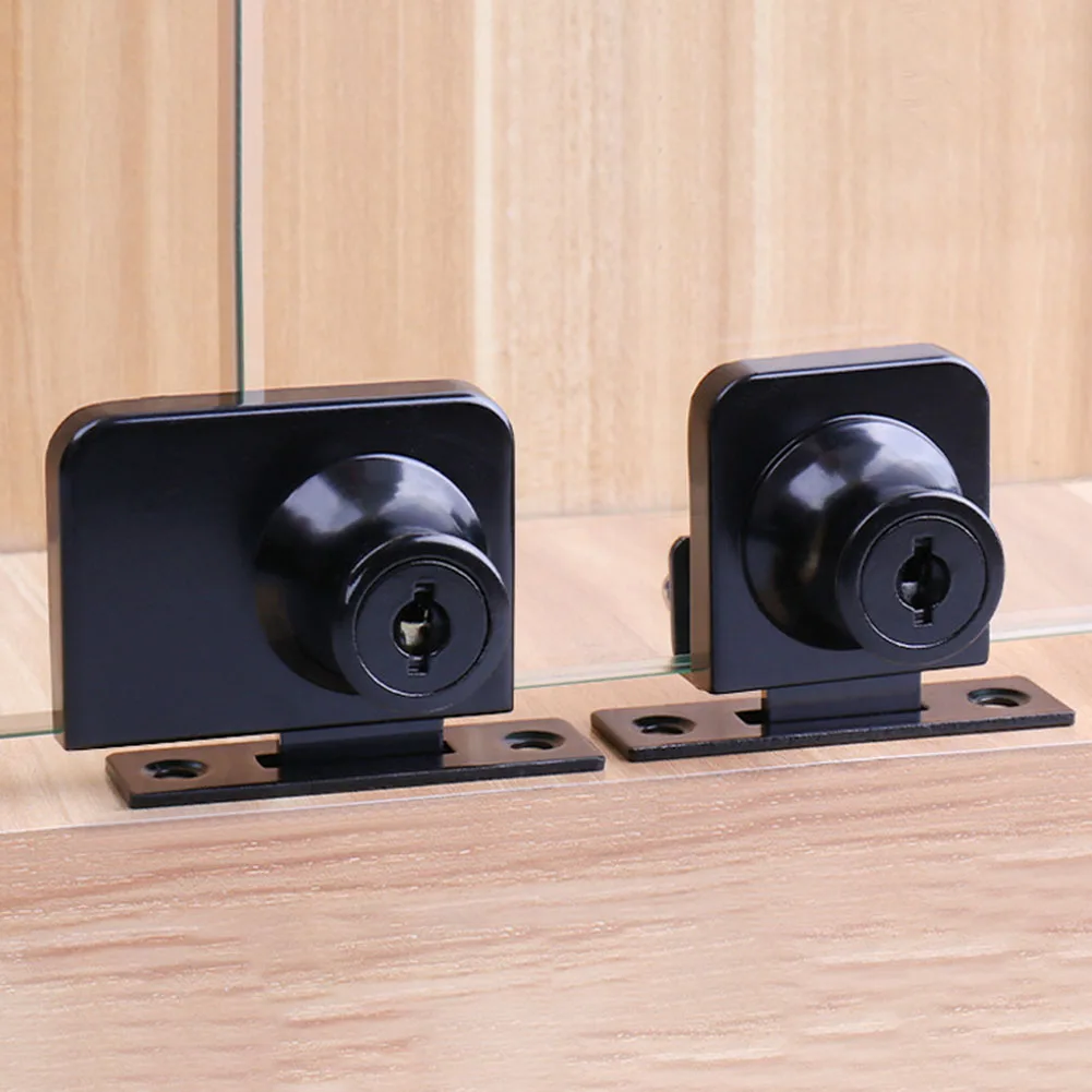 1 buah kabinet kaca kunci pintu ganda kunci Showcase gratis pembukaan kaca dengan kunci seng Aloi baut kaca lemari kunci pintu