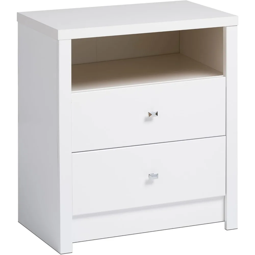 

Contemporary Tall Nightstand Side Table With 2 Drawers Home Furniture Functional 2-Drawer Bedside Table White Bedroom