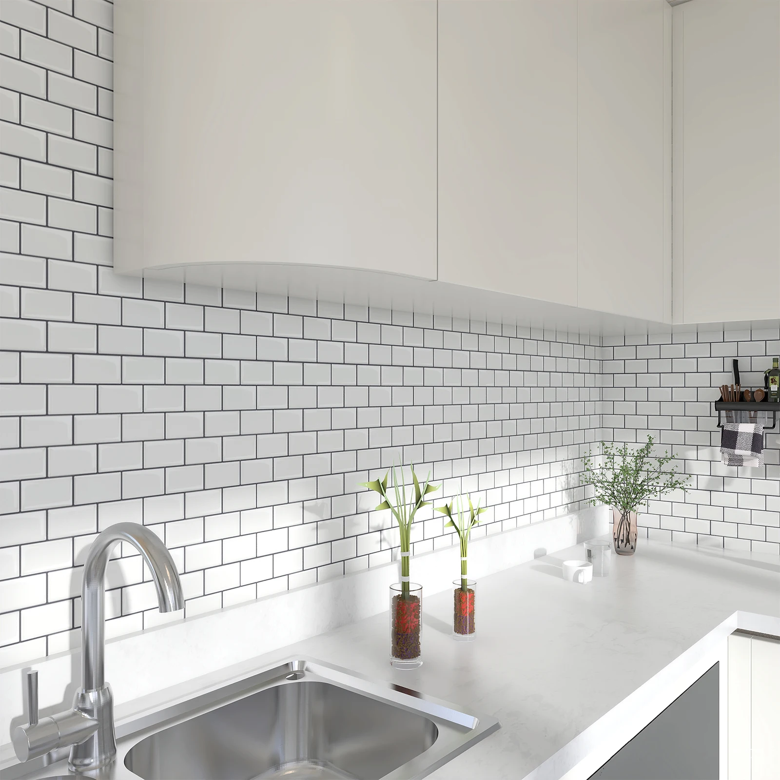 

10Pcs 3D Brick Wall Sticker Waterproof Oil-proof Kitchen Stickers DIY Home Wall Decor Self-Adhesive PVC Wallpaper for Bedroom
