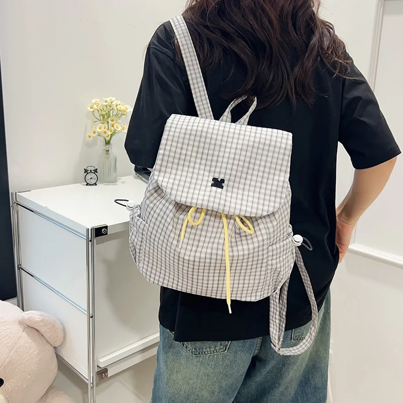 Ransel Anak-anak Kotak-kotak Trendi untuk Anak Laki-laki Ransel Lucu Kapasitas Besar Kasual Modis Ransel Kartun Tas Sekolah Рюкзак Женский