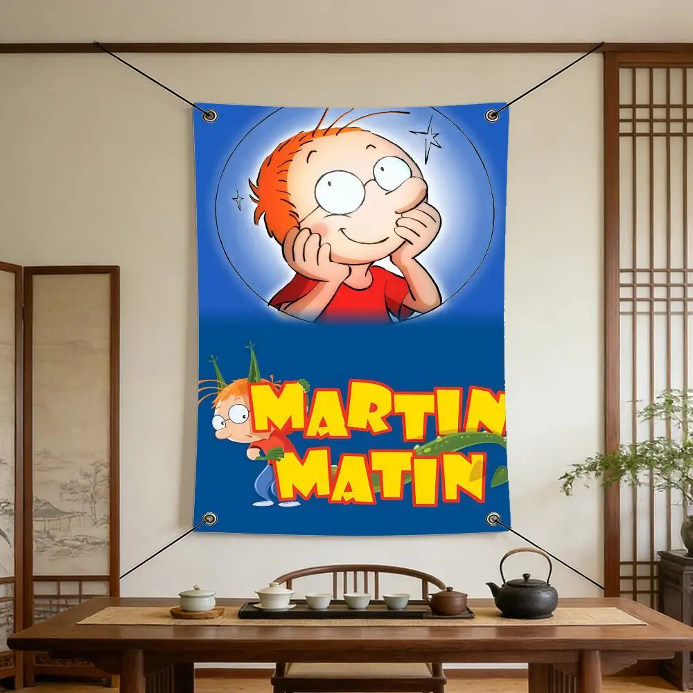 Cartoon M-Martin M-Morning Flags Warm Home Flag 4 Grommets Wrinkle Free Indoor Outdoor