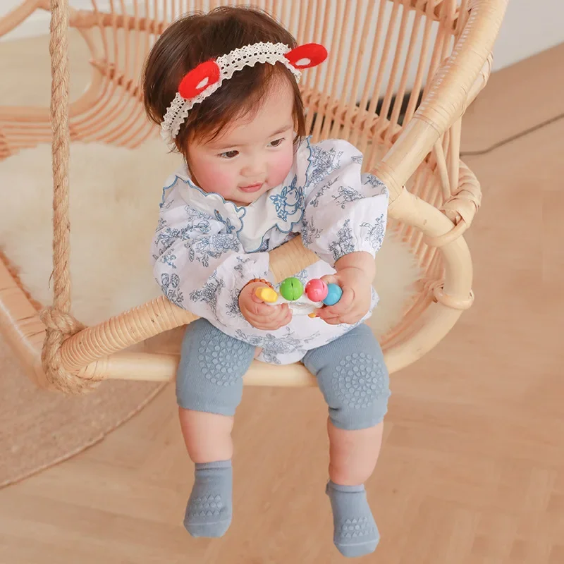 New Children Knee Pads Baby Floor Socks Infant Baby Anti-slip Crawling Sports Protection Toddler Socks Set For 0-3Y Leg Warmers