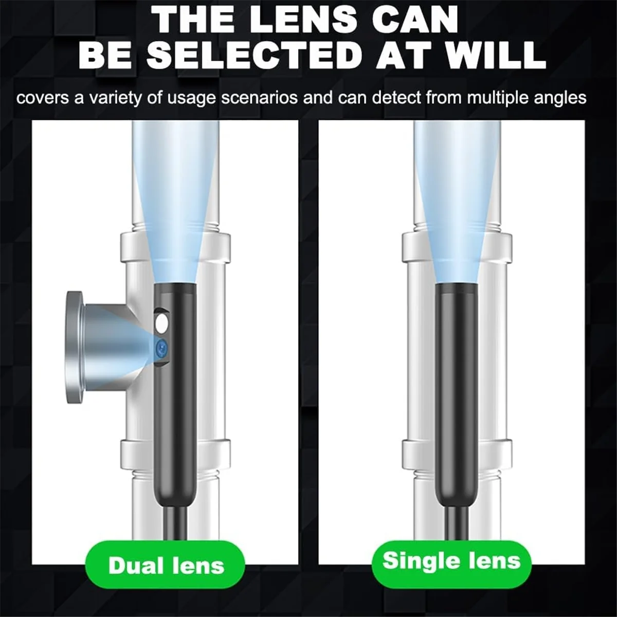 

A002 8 мм 1440P двойной объектив Wi-Fi видео трубопровод канализационный эндоскоп камера для обнаружения автомобильных машин