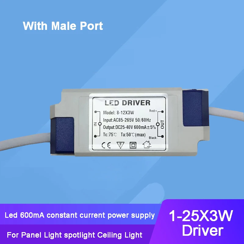 AC 85V - 265V Constant Current Power Supply Driver for 1-30X3W 600mA Diode Panel Light spotlight Ceiling Light