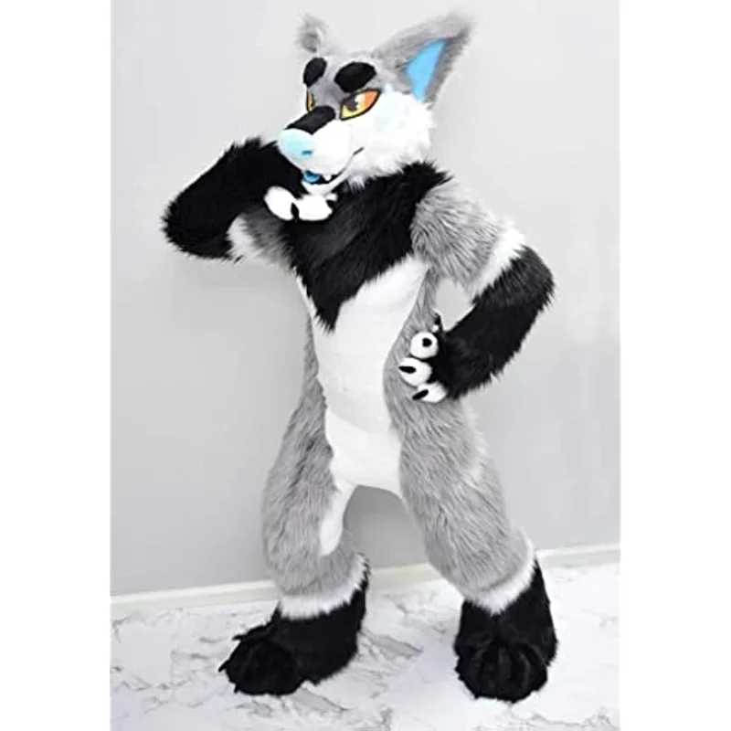 

Grey Black Husky Cat Fursuit Fullsuit Teen Costumes Full Furry Suit Furries Costume